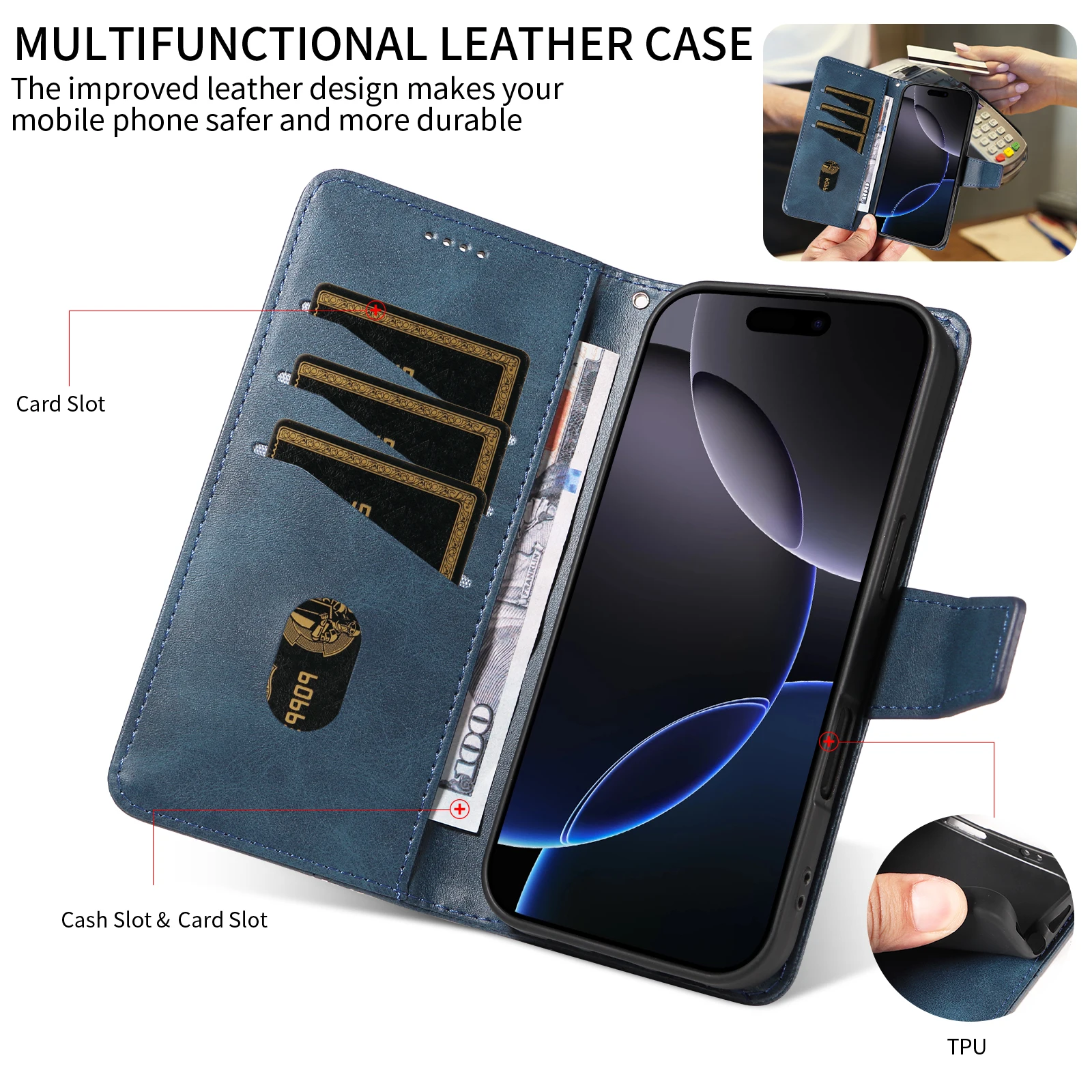 Magnetic Leather Wallet Phone Case