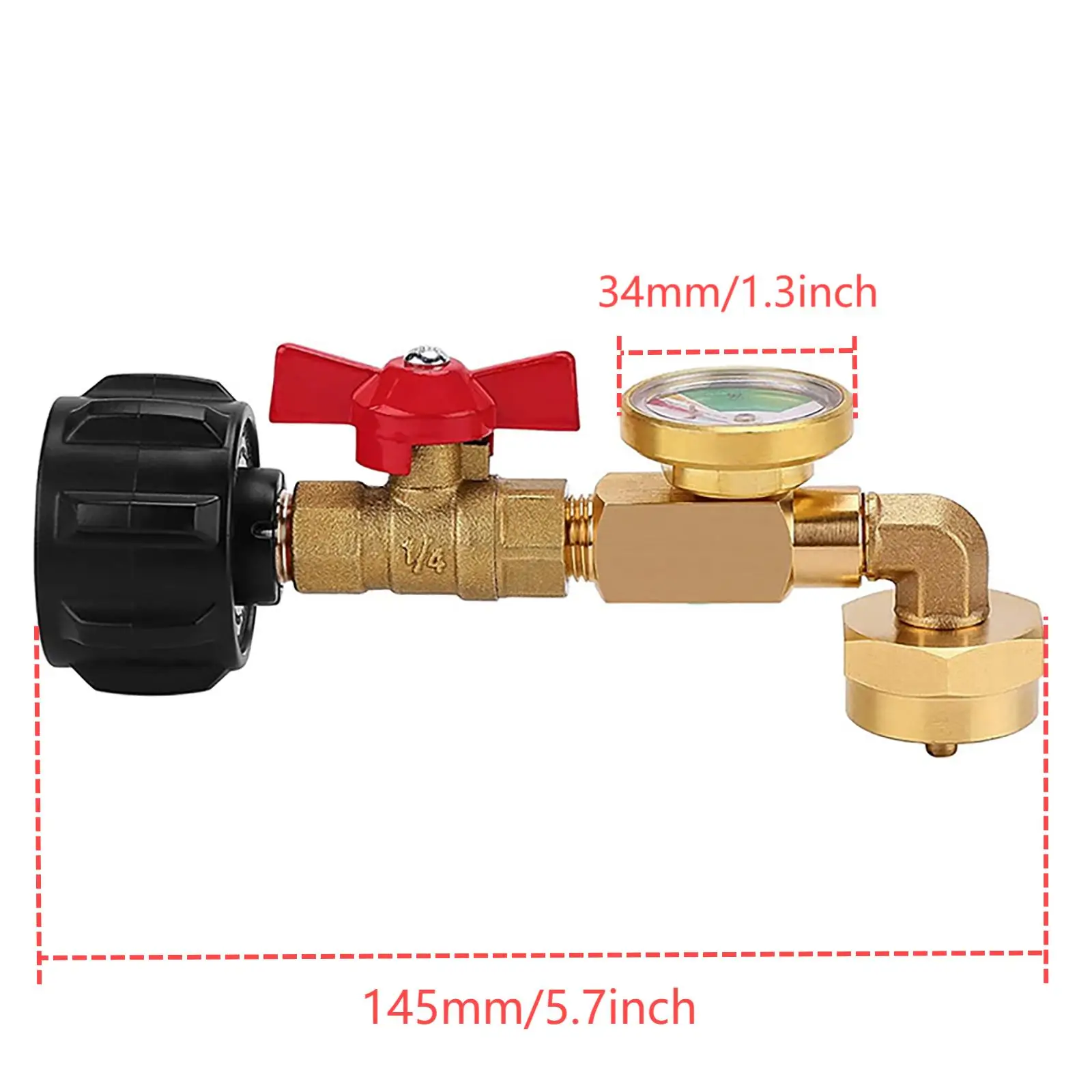 Propane Adapter with Brass Gas Pressure Gauge ON-off Control Valve for QCC1