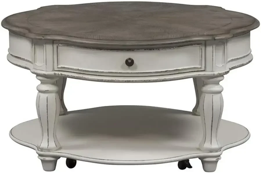 Round Cocktail Table, W38 x D38 x H20, White 4