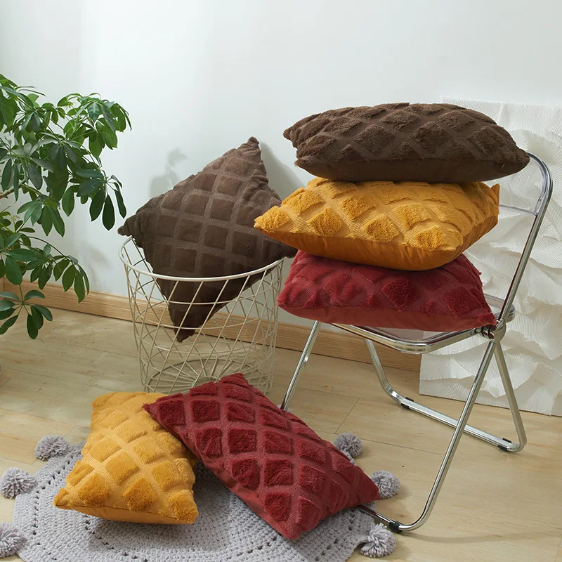 

Inyahome Throw Pillow Covers Set of 2 Decorative Boho Luxury Soft Plush Short Faux Wool Cushion Covers for Couch Sofa Bedroom