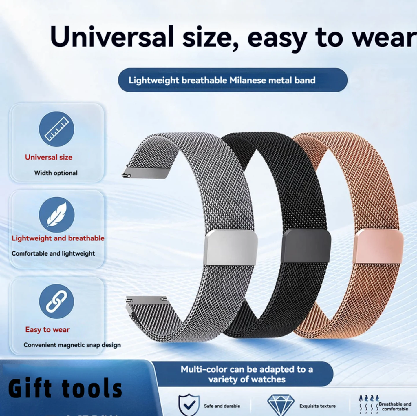 Elegant Magnetic Milanese Mesh Watch Strap - Versatile Metallic Shades