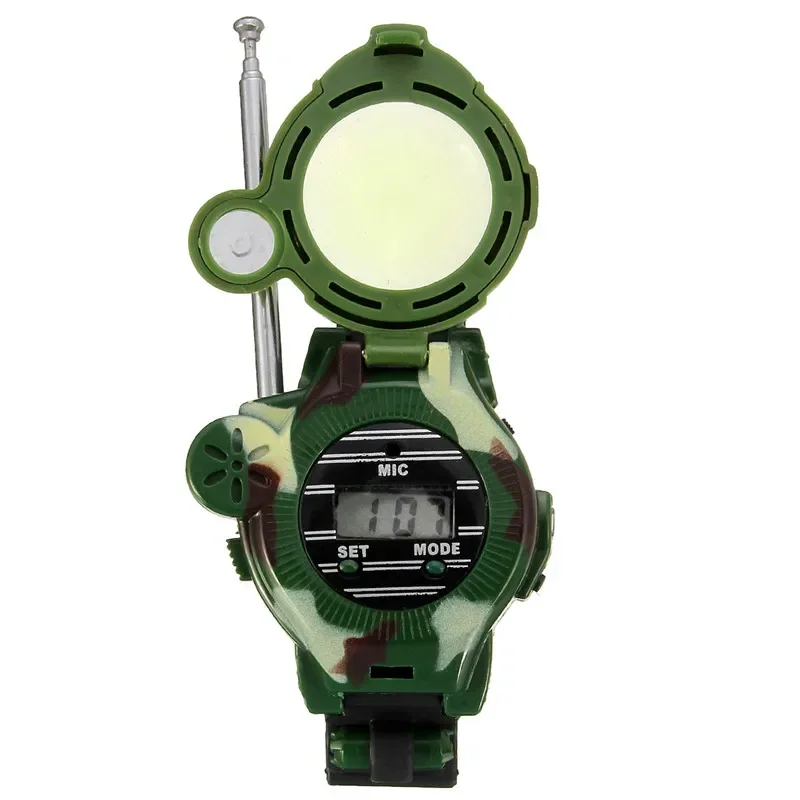 [Funny] 2Pcs/set Outdoor walkie camouflage interphone watch toy family play game electric intercom strong range clock toy gift 5