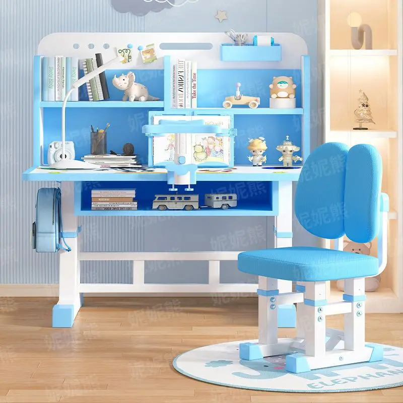 AOLIVIYA Children's Study Table Household Primary and Secondary School Student Desk Bookshelf Writing Table Liftable