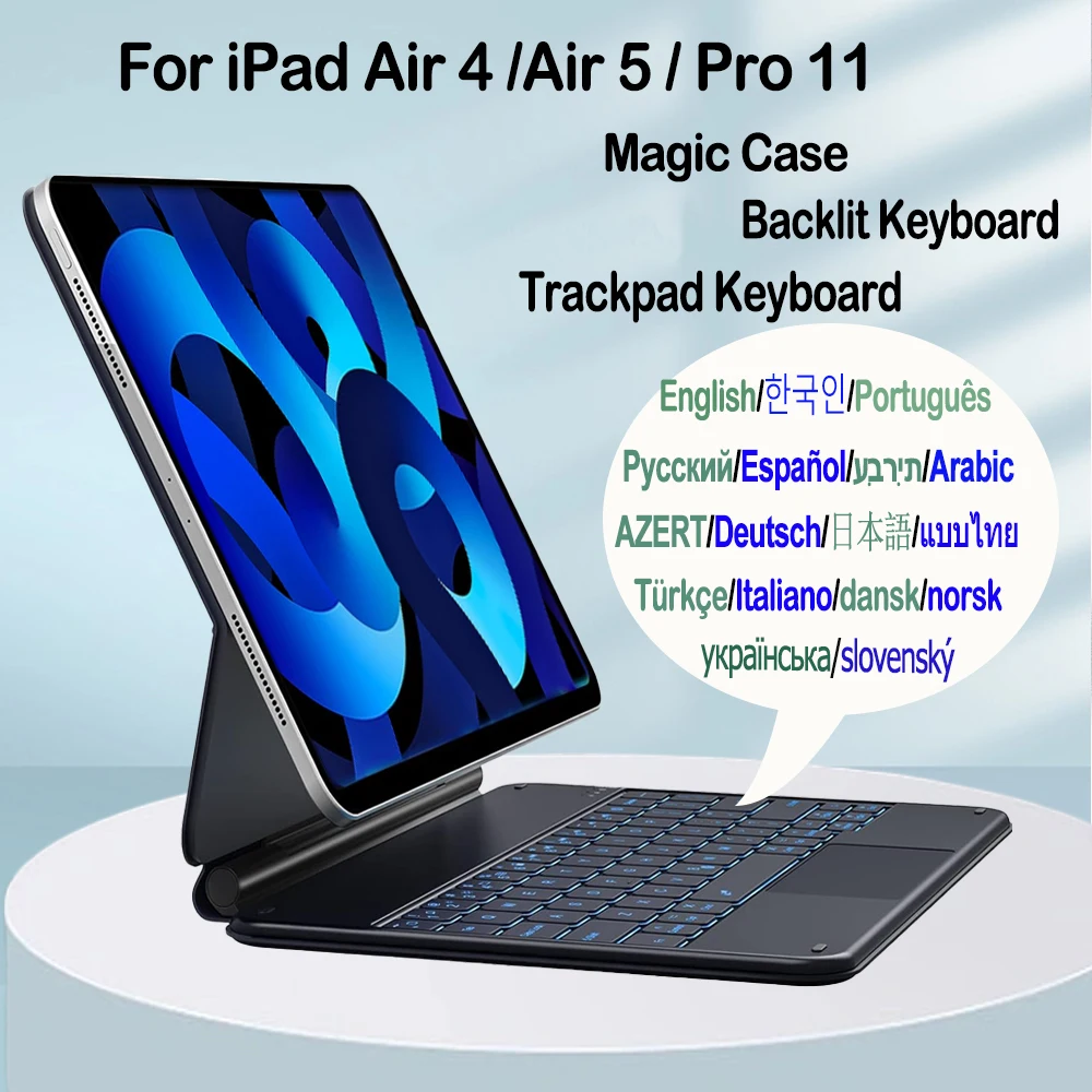 For iPad Air 4 4th 5 5th Pro 11 Magic Case Keyboard Portuguese Arabic Hebrew Spanish AZERTY German Hungarian Portuguese Keyboard, ,   - AliExpress