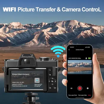 NBD 4K Digital Cameras for Photography,48MP Camera,Travel Vlogging Cameras with 16X Digital Zoom,180°Flip Screen,52mm Macro Lens 5