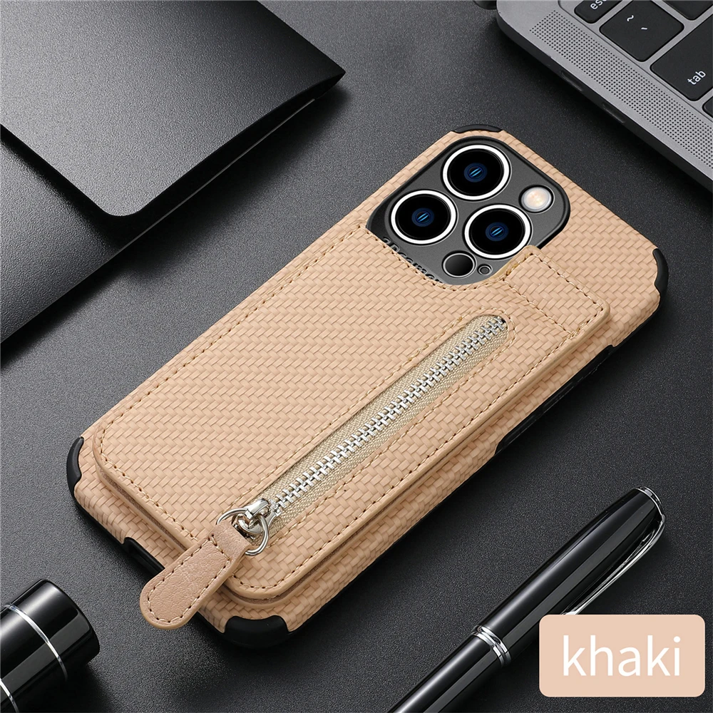 iphone 13 mini case Magnetic Zipper Wallet Carbon Fiber Protection Cover For iPhone 13 Pro Max 12 Mini 11 Case Shockproof Phone Case Coque Fundas iphone 13 mini case clear