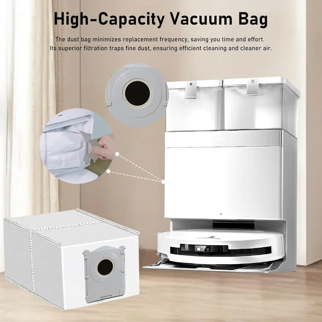 อะไหล่สำหรับหุ่นยนต์ดูดฝุ่น Ecovacs T50 PRO OMNI /T50 AUTO DDX67  แปรงหลัก แปรงข้าง ผ้าถูพื้น ไส้กรอง HEPA ถุงเก็บฝุ่น 6