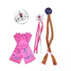 Girls Elsa Anna Accessories Set Kids Party Princess 4 Piece Set Snow Queen Snowflake Magic Wand Tiara Crown Gloves Wig Braid 3