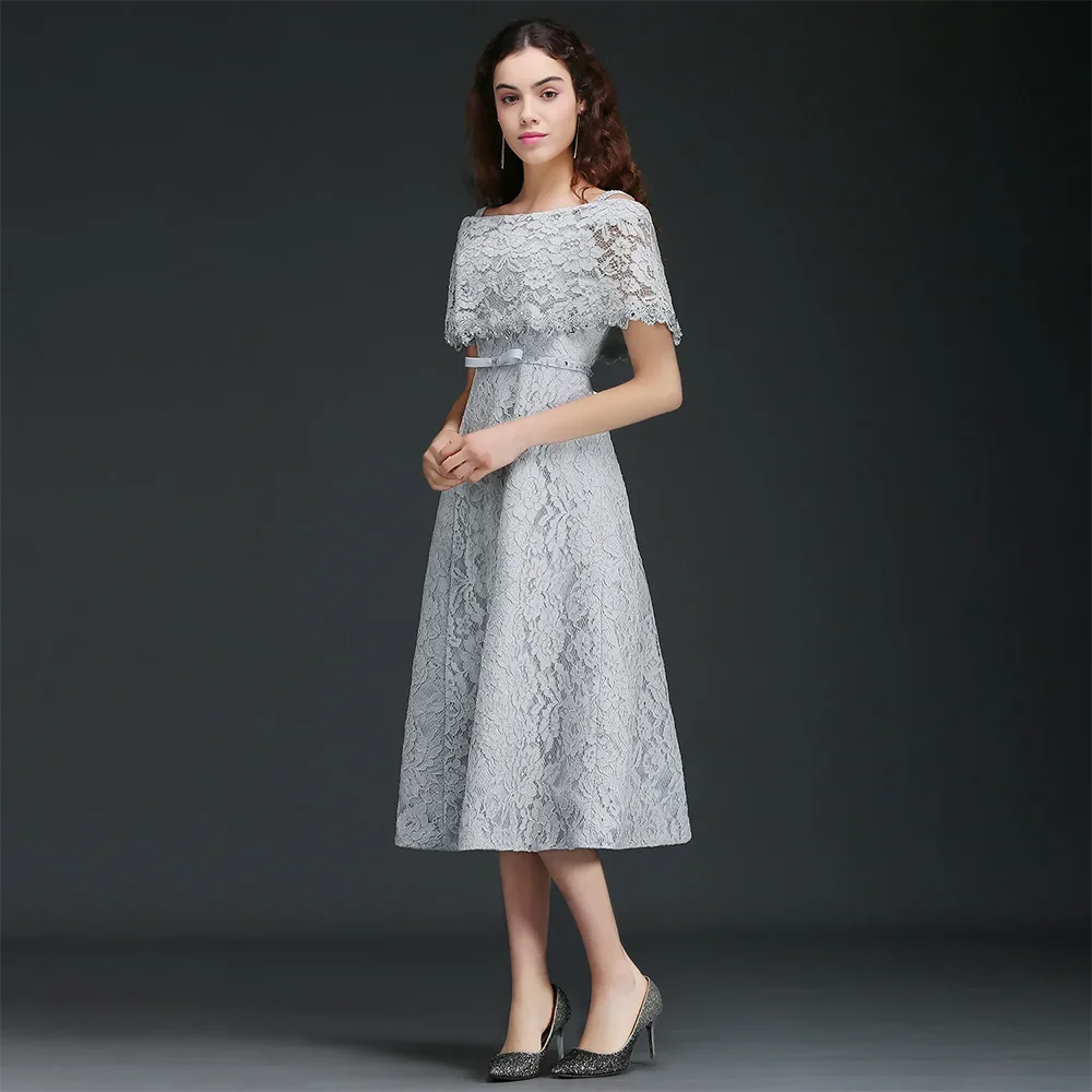 Renda vintage mãe das noivas vestidos com envoltórios, chá pescoço, mãe vestidos para ocasiões especiais
