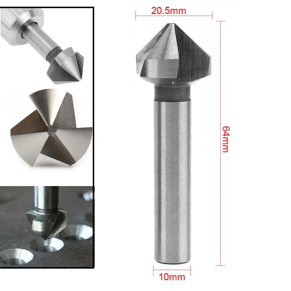 

3 Flute Countersink Drill Bit 90 Degree Chamfering Cutters 6.3-20.5mm For Wood Metal Quick Change Drill Bit Tools
