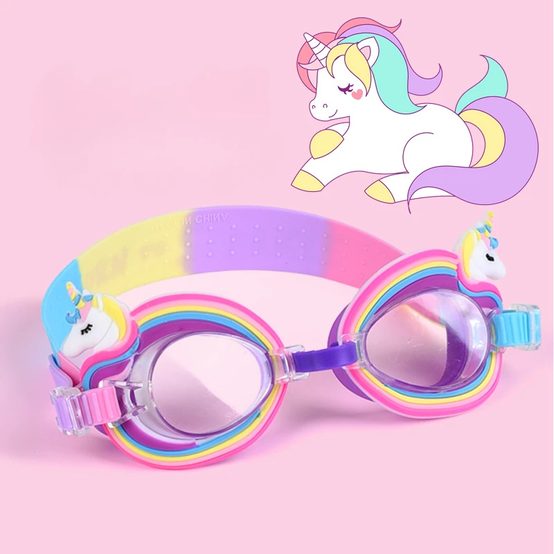Kids Cartoon Swim Goggles Swimming Goggles for Kids Boys Girls Swim Anti Fog UV Protection No Leaking Unicorn Shark Kids Swim Goggles