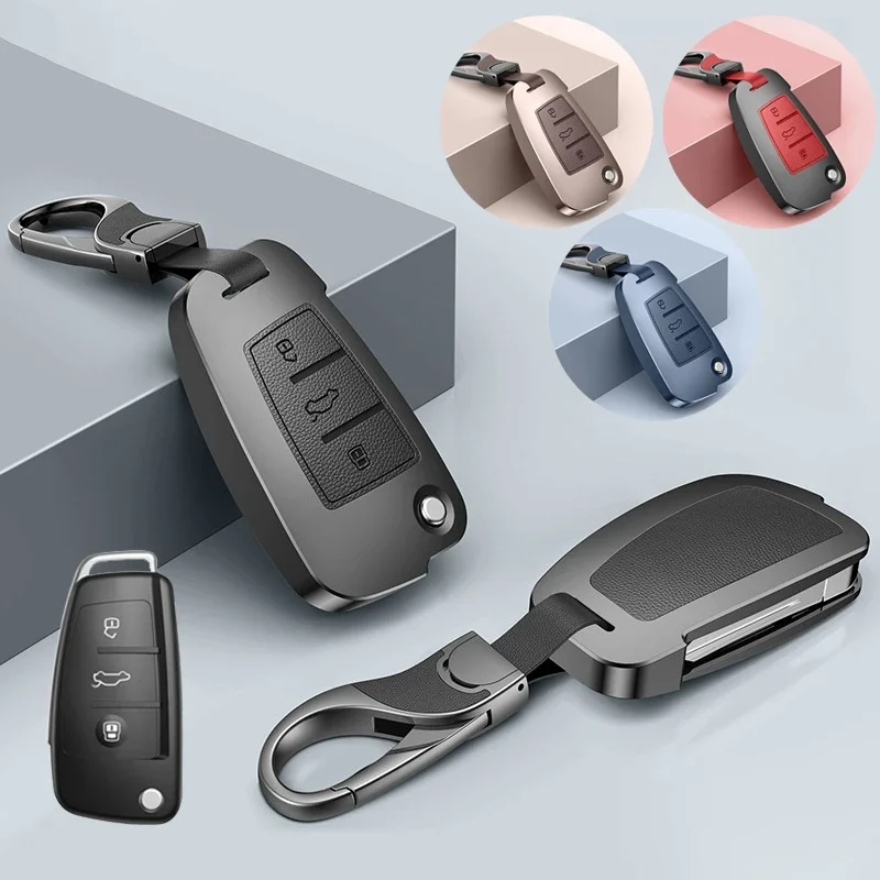 

Aluminum Alloy Leather Car Remote Key Fob Case Cover With Keychain For Audi Q5 Q7 A3 S3 A4 S4 RS4 A6 S6 RS6 TT RS R8 A1 A7 A8 RS