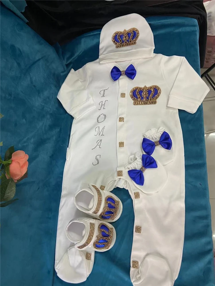 Onesie 소녀 크라운 보라색 홈 옷 Layette 보석 세트 세례 나를 집으로 가져 가라 복장 베이비 샤워 선물 선물