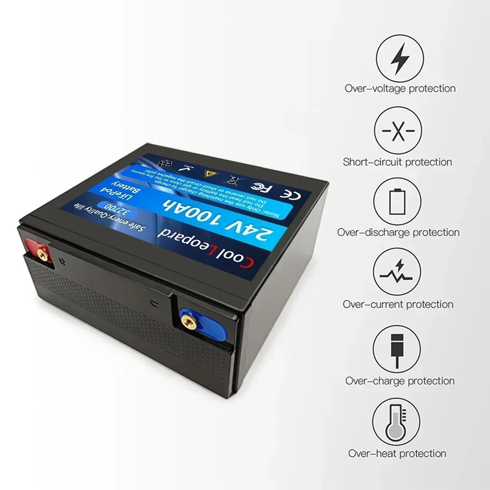 24V 100AH LiFePO4 32700 Battery Built-in 120A BMS RV Rechargeable Lithium Iron Phosphate Solar Marine Overland Off-Grid Battery