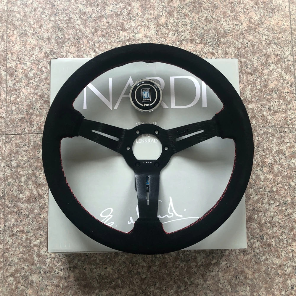 

14Inch Universal Racing Drift Nardi Steering Wheel Car ND Suede Leather JDM Steering Wheel Volantes For VW HONDA BMW TOYOTA