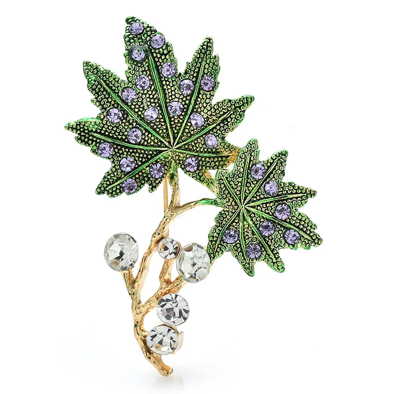 

Wuli&baby Shining Rhinestone Leaves Brooches For Women Unisex 2-color Maple Plants Party Office Brooch Pins Gifts