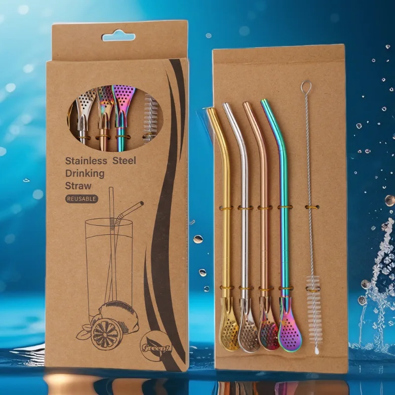 Eco-Friendly Stainless Steel Drinking Straws with Cleaning Brush