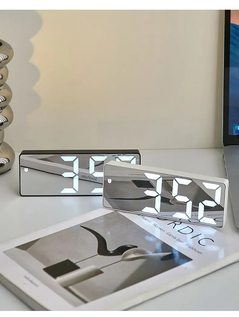 LED Digital Electronic Clock Backlit Large Digital Alarm Clock Temperature Calendar Bedside Table Lamp Night Light Home Decor