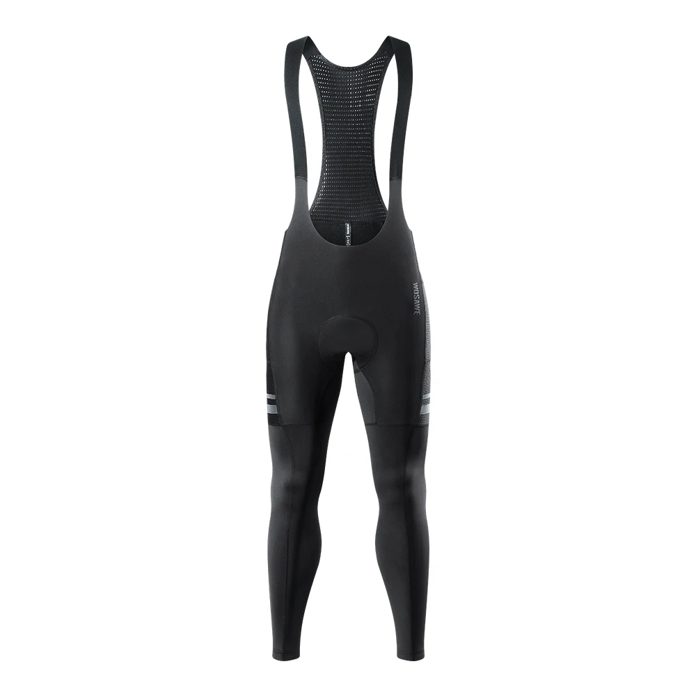 WOSAWE Pantaloni Ciclismo Uomo Invernali Termici - Imbottitura Gel 4D, Antivento, Con Strisce Riflettenti (Nero, Taglie M-3XL) - 2