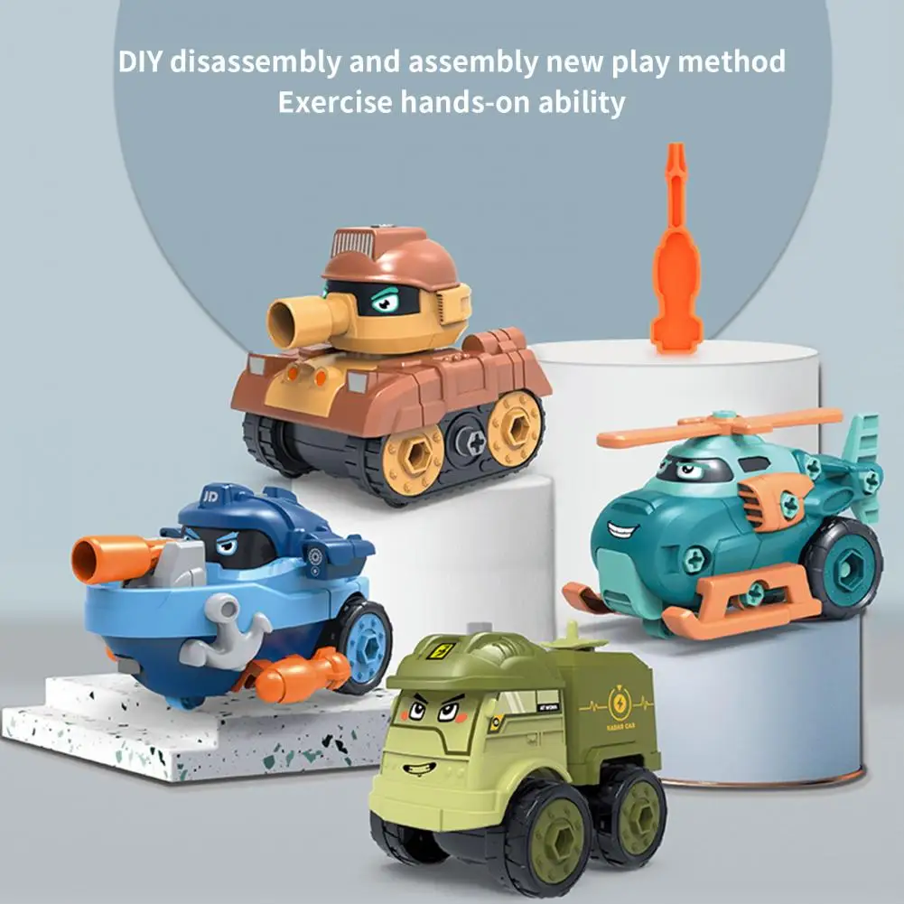 

4Pcs/Set Twist Screw Toys Creativity Entertainment DIY Cartoon Military Vehicle Disassembly Enlightenment Toys Kids