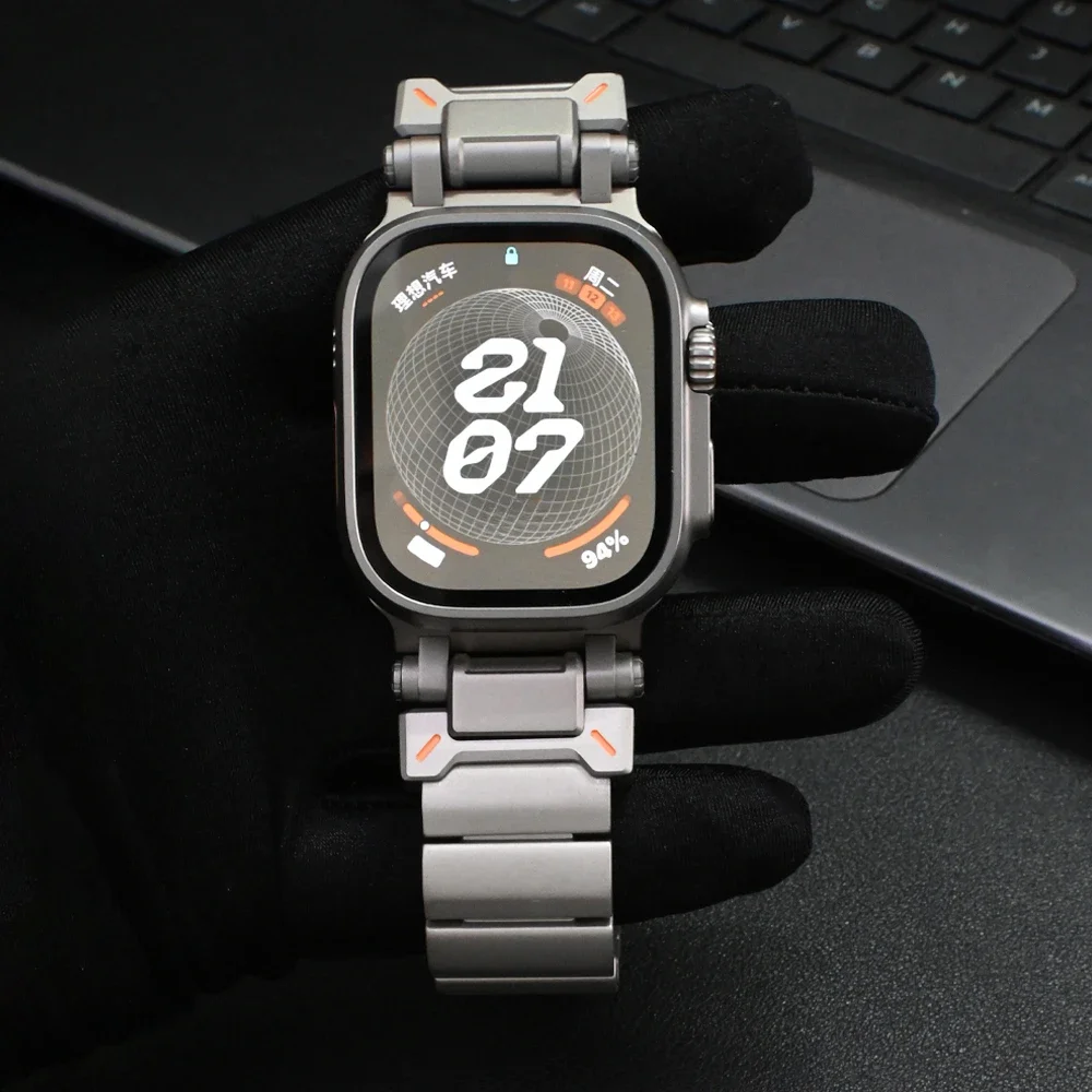 Bracciale Per Apple Watch Ultra Titanium Band Ultra2 49Mm 42 44 45Mm Business Correa Cinturino Da Uomo Per Iwatch Series 9 8 7 Se 6 5 4 3