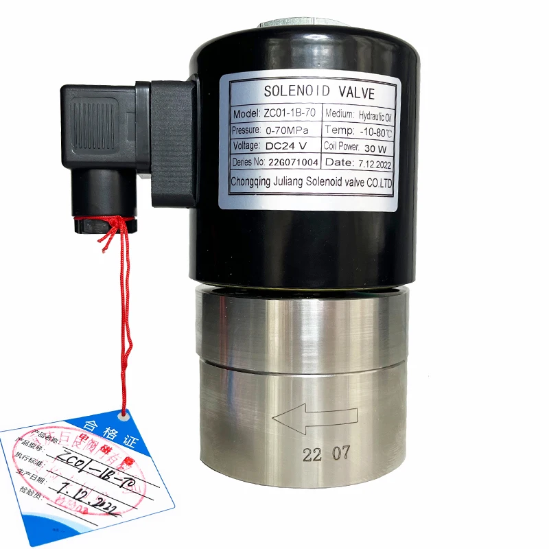 

700bar 70MPa 2 way Hydraulic oil high pressure solenoid valve 1/4 3/8 24V Orifice 1mm SS304 DN1 normally close