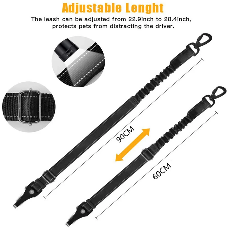 Dog Safety Rope Medium to large dog pet safety rope reflective buffer extendable pet car safety belt multifunctional hook