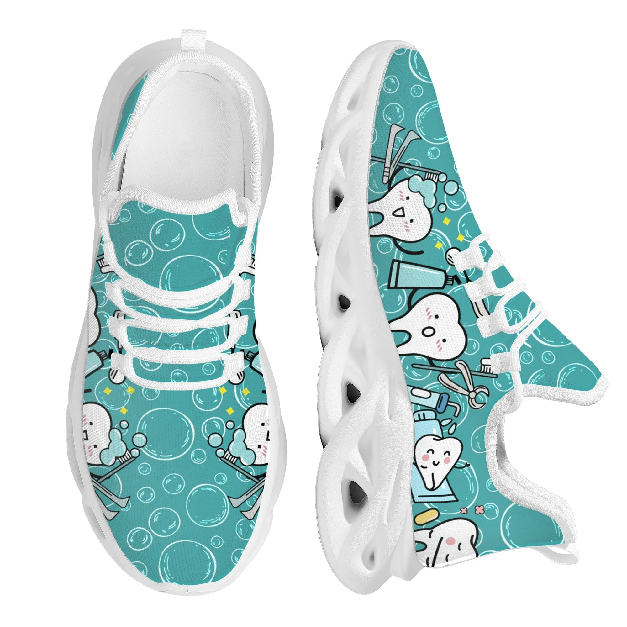 Cartoon Teeth Ladies Nusing Shoes Comfortable Lightweight Lace Up Running Shoes New Non-Slip Outdoor Sneakers Footwear Zapatos