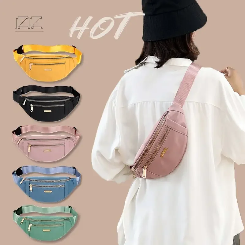 

Fanny Bag Lady's Casual Oxford Cloth Shoulder Bag Multi-layered Change Mobile Cross-body Bag Fashionable Chest Bag Girl