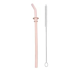Eco - Friendly Reusable Silicone Drinking Straws with Cleaning Brush - Large Diameter & Extra Long Design (Pink)
