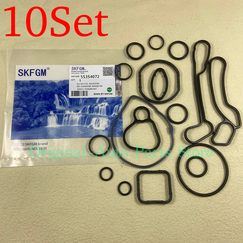 10Set Engine Oil Cooler Repair Kits Gaskets For Chevrolet Cruze Sonic