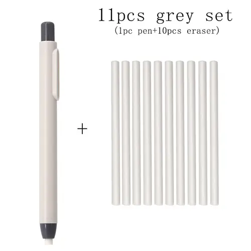 11Pcs/Set New Creative Pen Shape Press Type Pencil Eraser with Replaceable Core Sketching Painting Writing Erase Supplies - Image 10