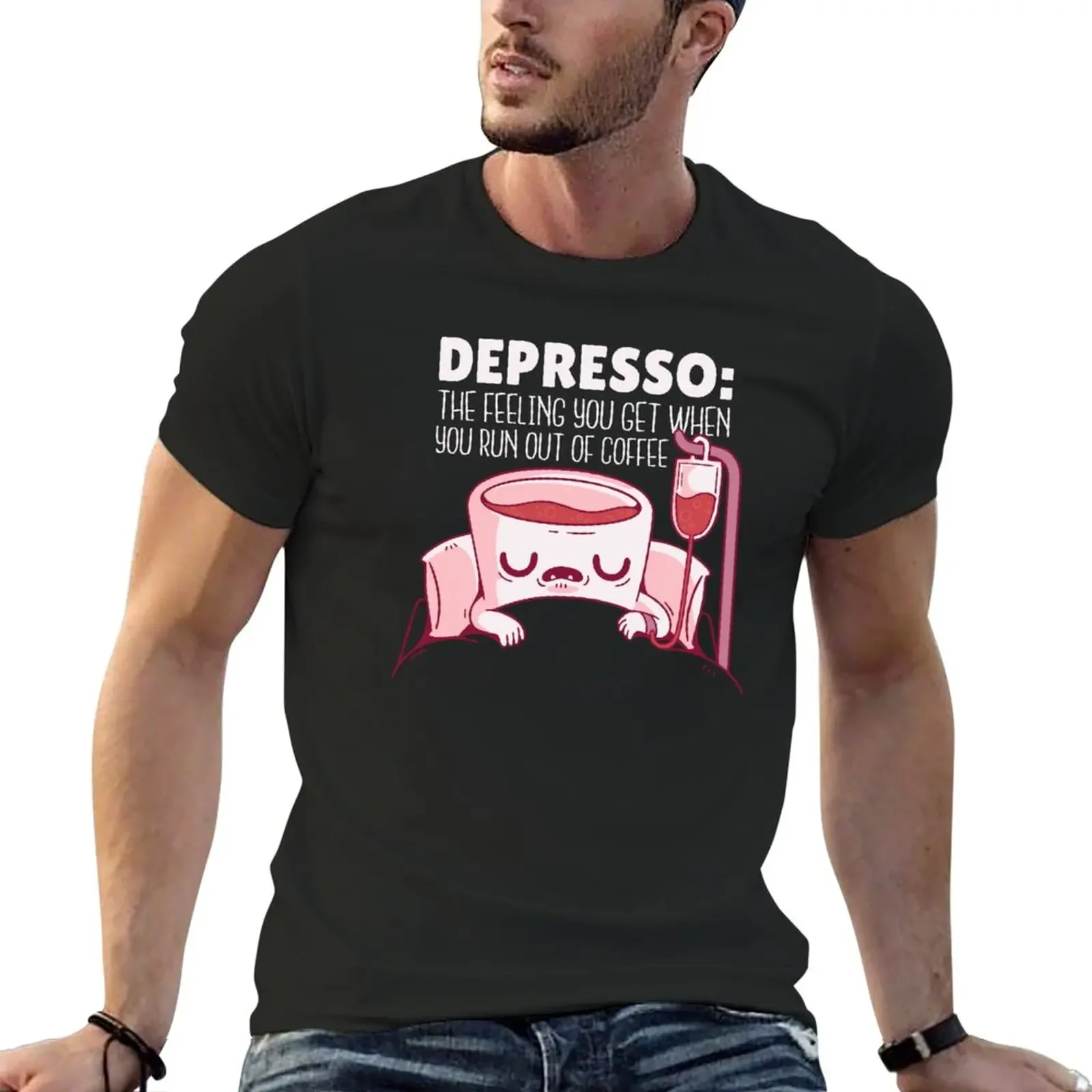 

DEPRESSO COFFEE QUOTE T-Shirt heavyweights tees customs design your own sweat shirts, men