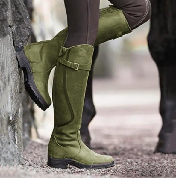

Western Fashion 2022 Women Boots Winter Knee High Heels Quality Suede Long Comfort Square Botines Mujer Thigh High Boot Botas 43