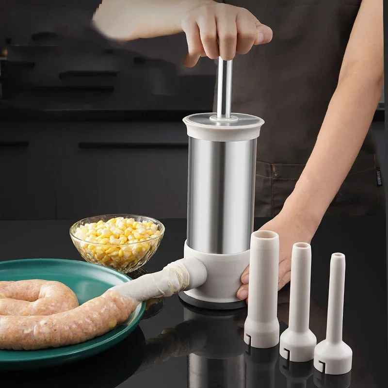 Embutidor de carne de acero inoxidable, utensilio Horizontal para hacer  salchichas, cocina casera, embutidor de salchichas，embutidora de chorizo -  AliExpress