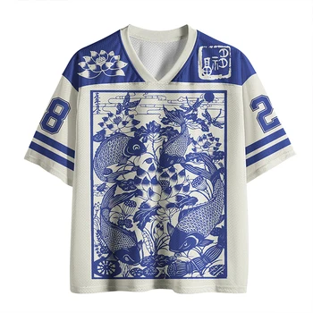 2026 New Sports Short Sleeved Shirt, V-neck Short Sleeved T-shirt, Sports Fashion 3D Printed Quick Drying Fun Mesh Jersey 1