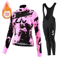 Liv Women Team Winter Fleece Long Sleeve Cycling Jersey Set Mountian Bicycle Clothes Wear Ropa Ciclismo Racing Bike Jersey Suit 1