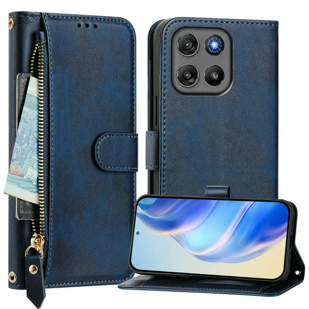 Crossbody Zipper Leather Wallet Phone Case