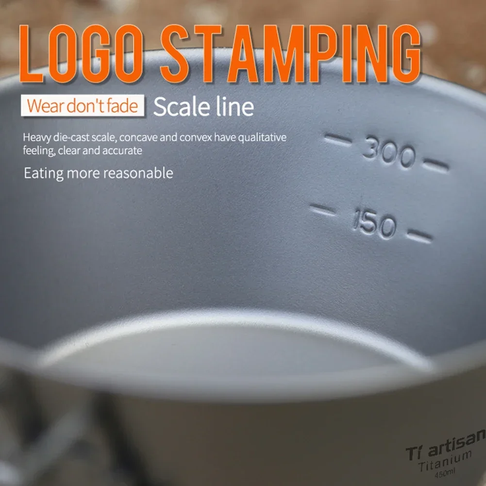 메쉬 백이 있는 캠핑 그릇, 티타늄 시에라 컵, 초경량 접이식 그릇 냄비, 하이킹 피크닉 야외 식기, 300ml, 450ml, 1 개