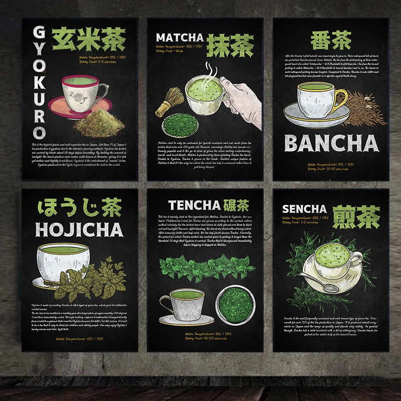 

Matcha Asia Green Tea Japanese Prints Pictures For Restaurant Living Room Decor Nordic Poster Wall Art Canvas Painting Unframed