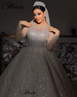 2023 Luxury Shiny Wedding Dresses With Full Sleeves Beaded Elegant Wedding Gowns For Women Vestido Blanco Chapel Brides Dresses 1