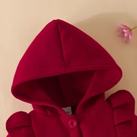 Baby Girl Ruffled Long Sleeve Fleece Hooded Single Breasted CoatKids Clothes Autumn And WinterRecommended To Buy One Size Larger 3