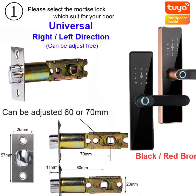 RAYKUBE Tuya Smart Door Lock Wifi Fingerprint Password IC Card Keyless Remotely Unlock Use AA Battery Support 8 Language Voice best electronic door lock Access Control Systems