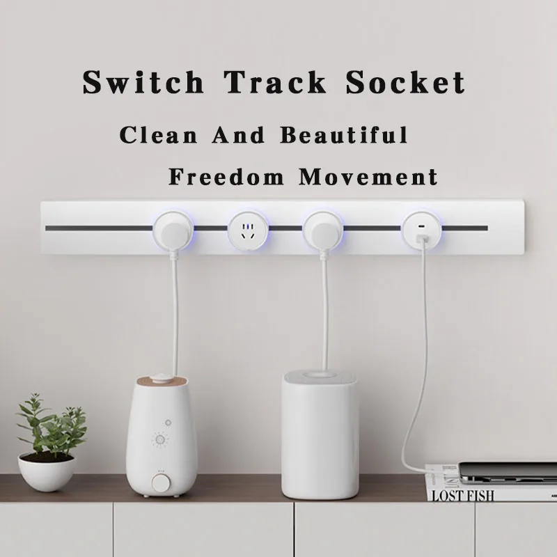 Switch Track Socket sem Perfuração Tomada de Parede com Usb Movimento tipo Trilho Adaptador de Plugue Reino Unido ue Eua fr