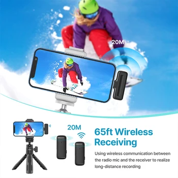 Ulanzi J12 Wireless Lavalier Microphone System Audio Video Voice Recording Mic for iPhone Or Android Mobile Phone Laptop PC Live 5