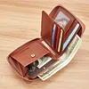 WILLIAMPOLO Genuine Leather Men's Wallet RFID Blocking Card Holder Organizer Wallet Men Business Vintage Zipper Male Purse 4