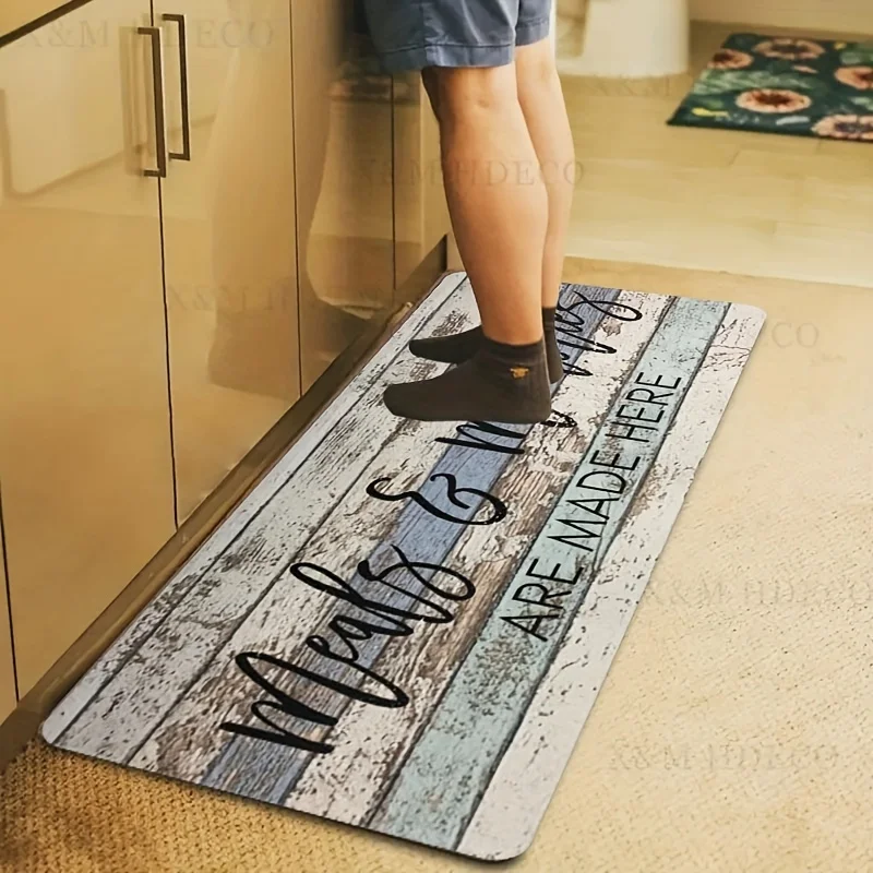 1pc kitchen decoration carpet, farmhouse non-slip machine washable flannel floor mat, suitable for porch door kitchen