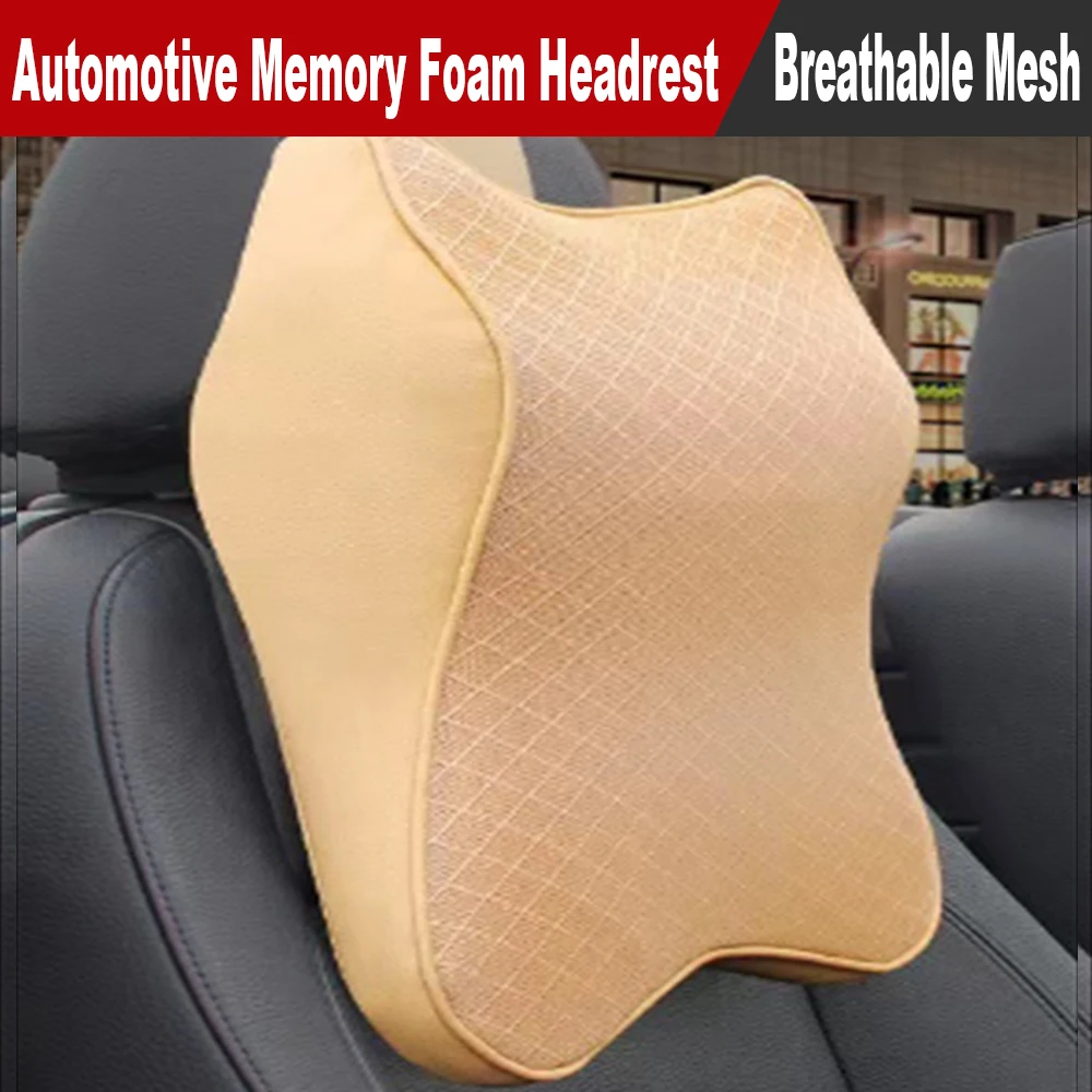 

Car Headrest Memory Foam Cotton Neck Pillow Auto Mesh Fabric Neck Headrest Pillow Automotive Seat Head Support Cushion Auto Part