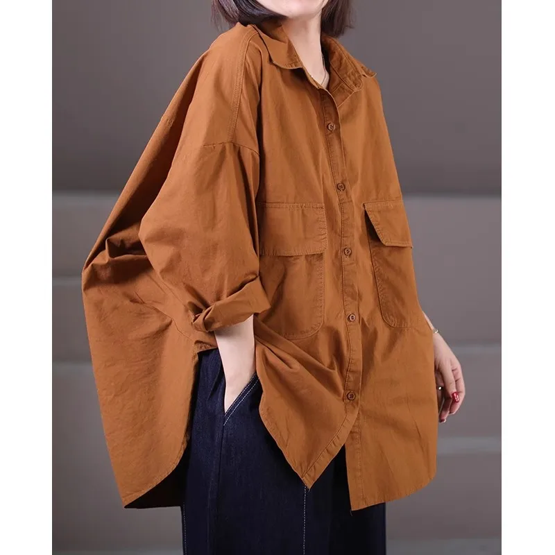 

SuperAen 2023 New Women's Long Sleeve Autumn and Winter Korean Style Loose Oversize Women's Casual Lapel Shirt Top