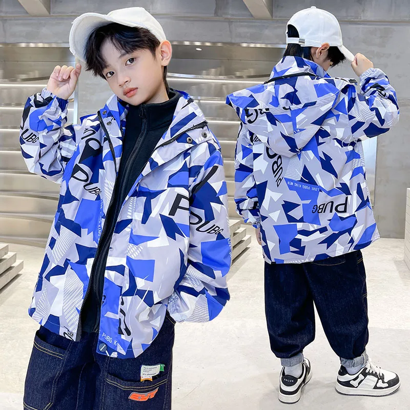 Teenage Boys Camouflage Coats Winter Warm Fleece Jackets for Big Boy Thicken Outerwear Trench Tops for Kids 5-15Year